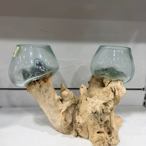 İkili Doğal Kök Ahşap Üzeri Cam Akvaryum